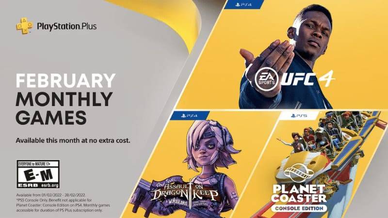 PS Plus February brings UFC 4, Borderlands and Planet Coaster