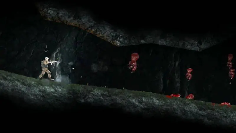 Vecht tegen in grotten wonende monsters in 2D sci-fi horror Hidden Deep